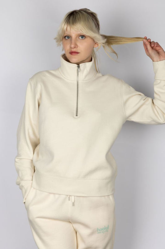 Moonlight Half Zip Crew - Ecru