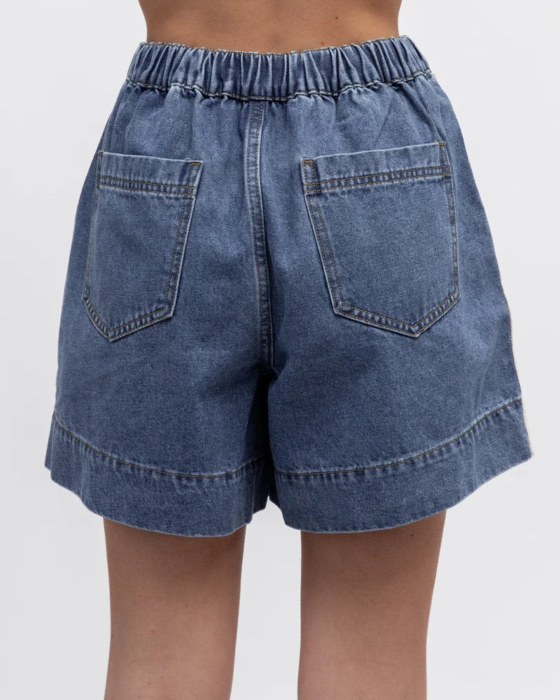 SIDE STRIPE DENIM SHORTS