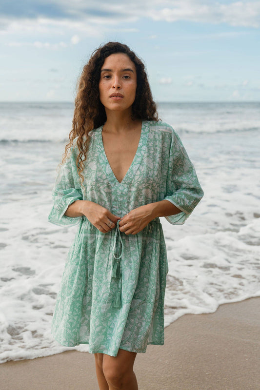 Isla Kaftan | Organic Cotton Beach Cover Up | Aloe: One size