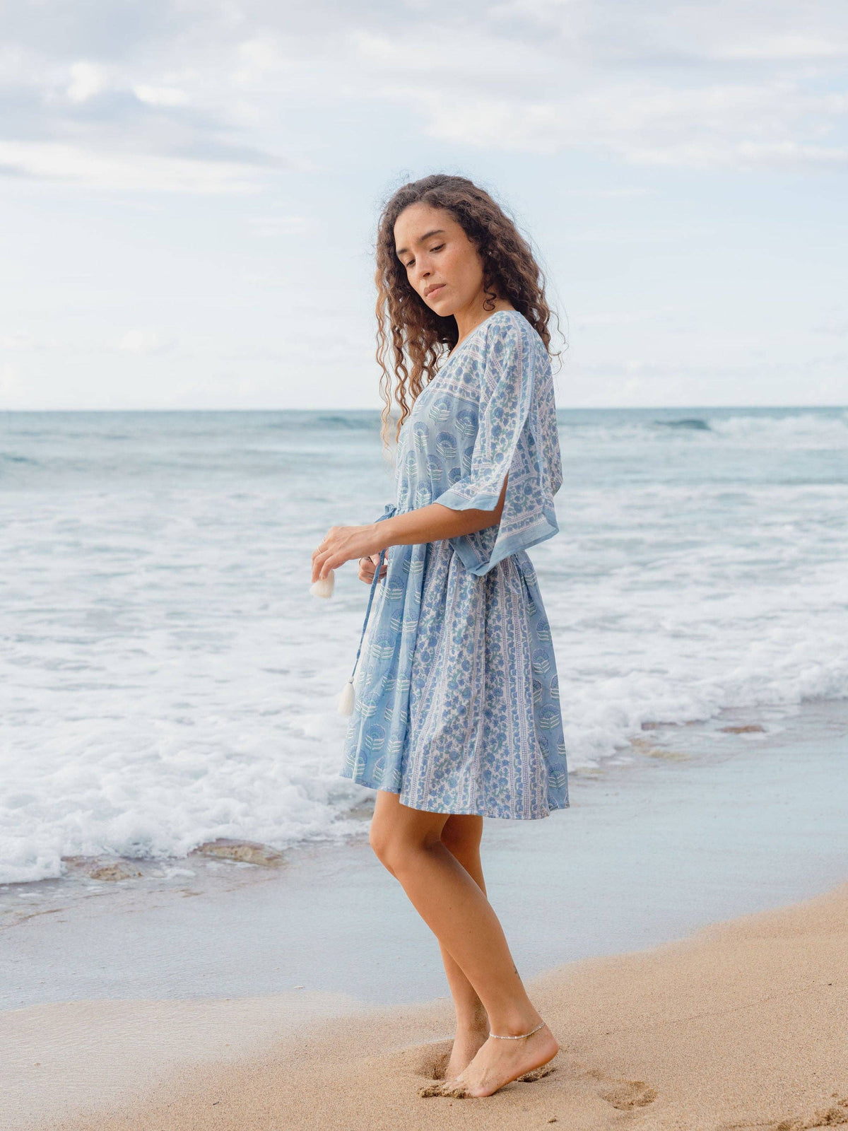 Isla Kaftan | Organic Cotton Beach Cover Up | Sea Mist: One size