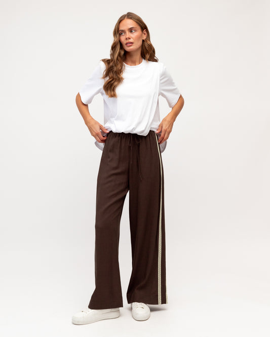PANTS CHOCOLATE with Lace Trim