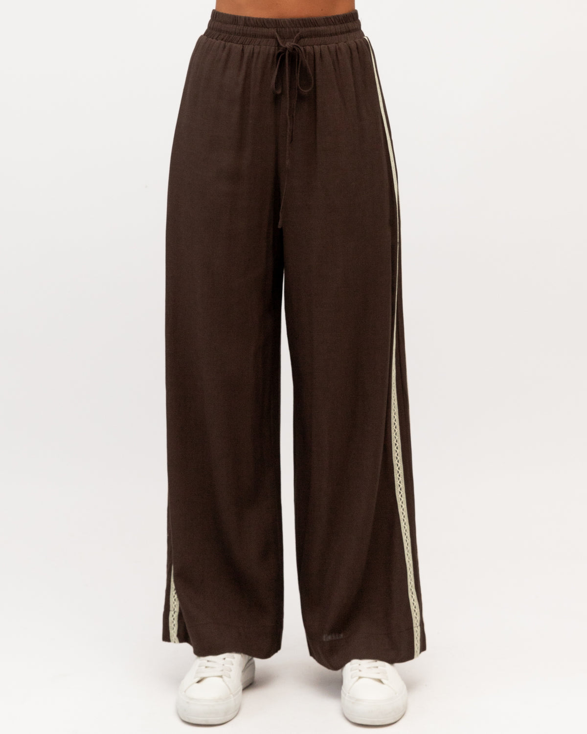 PANTS CHOCOLATE with Lace Trim