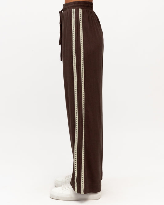 PANTS CHOCOLATE with Lace Trim