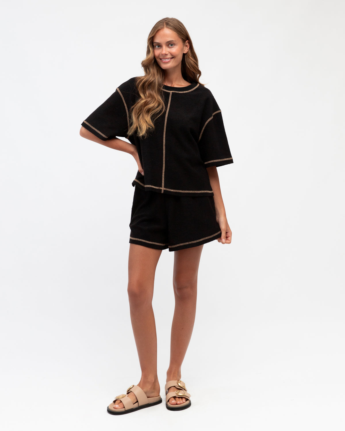 Stitiched Up T-shirt & Shorts Set Black