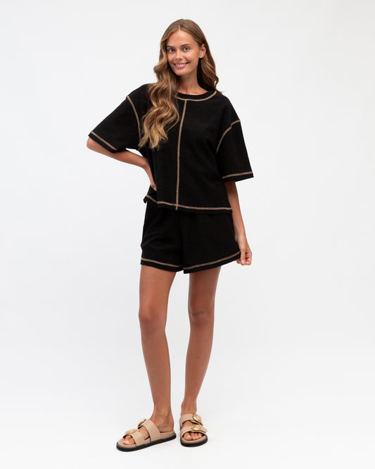 Stitiched Up T-shirt & Shorts Set Black