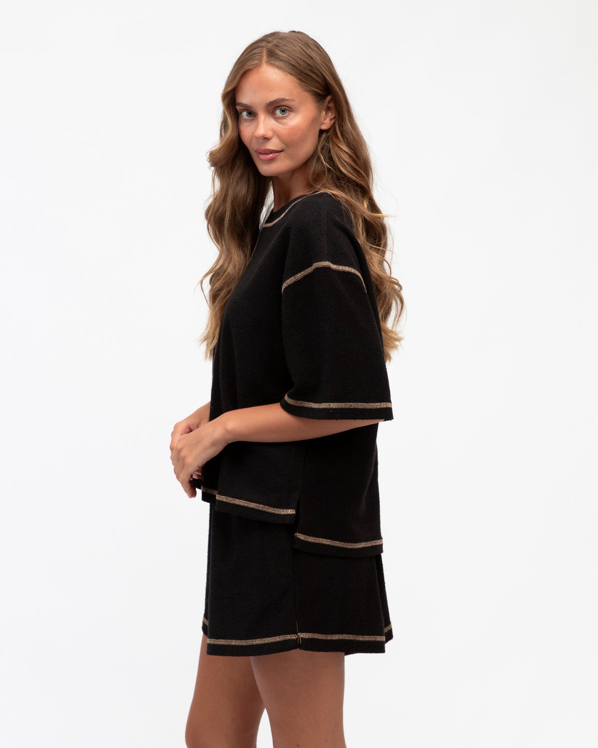 Stitiched Up T-shirt & Shorts Set Black