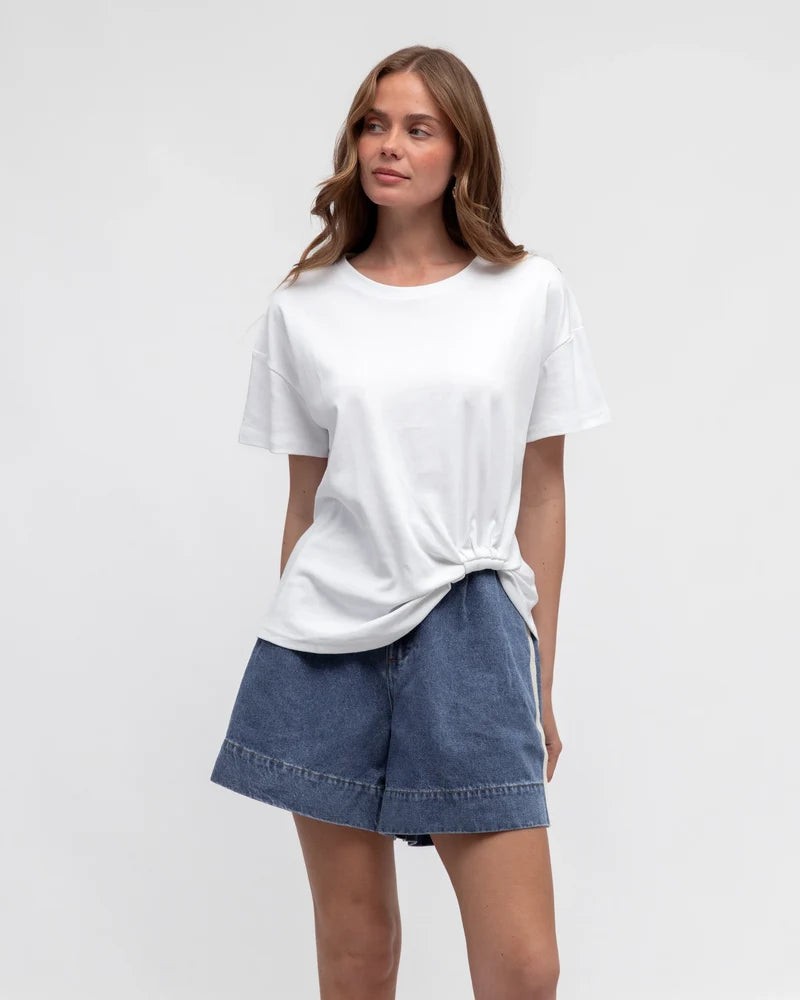 SIDE STRIPE DENIM SHORTS