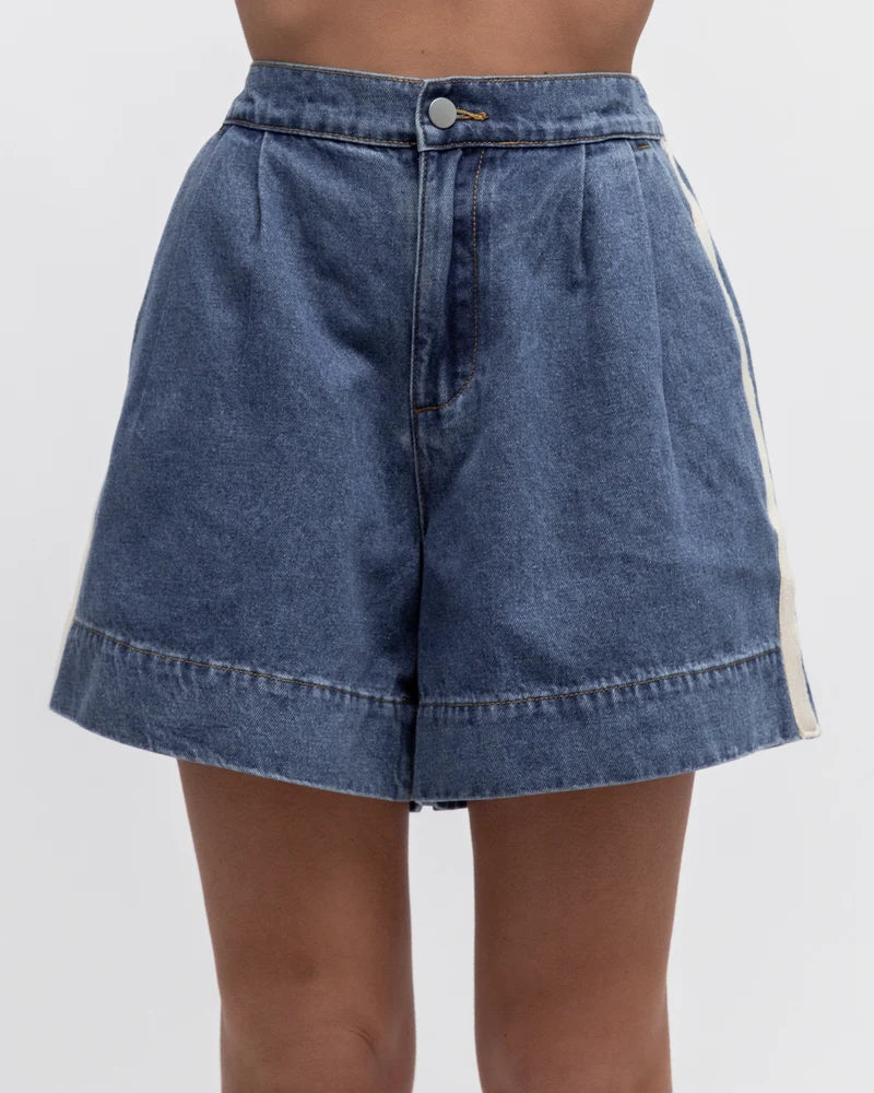 SIDE STRIPE DENIM SHORTS