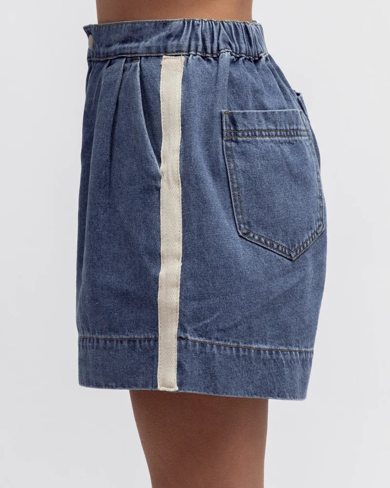 SIDE STRIPE DENIM SHORTS