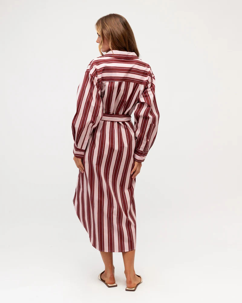Contrast Stripe Shirt Dress
