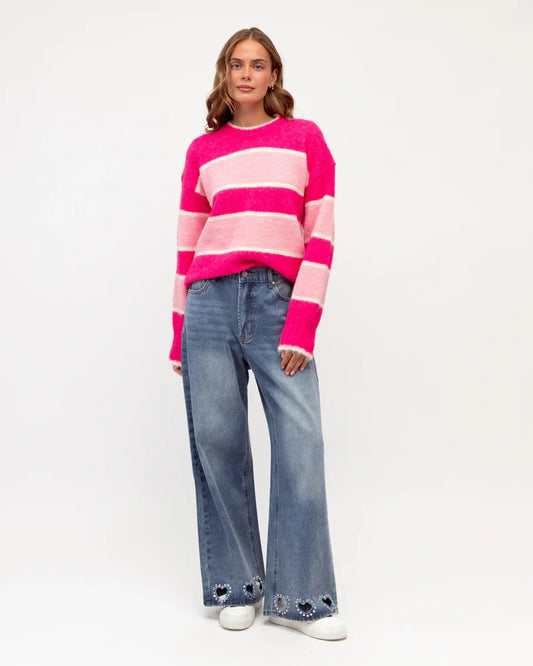 Lucia Stripe Sweater Pink Stripe