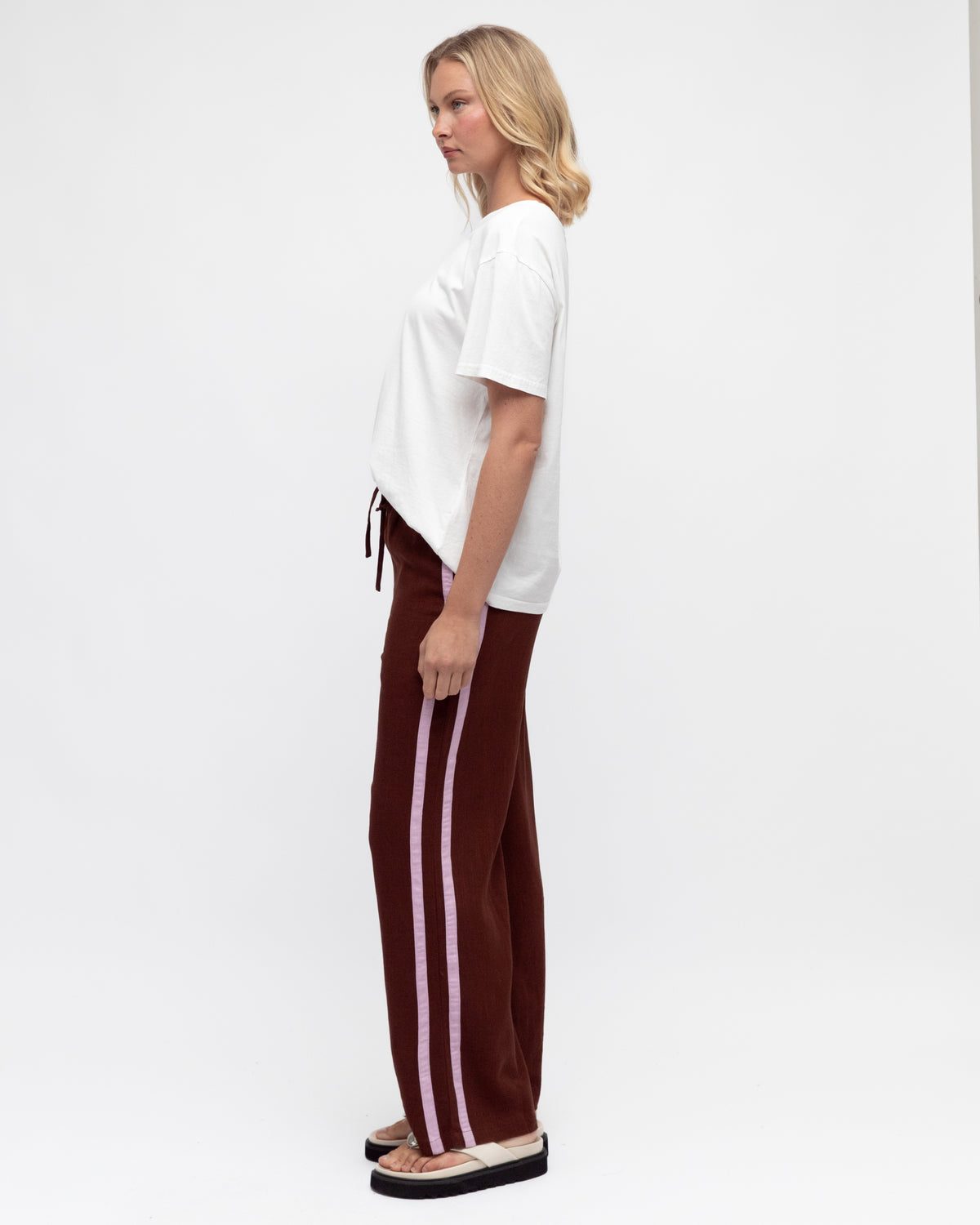Amaya Pants Brown with pink stripe