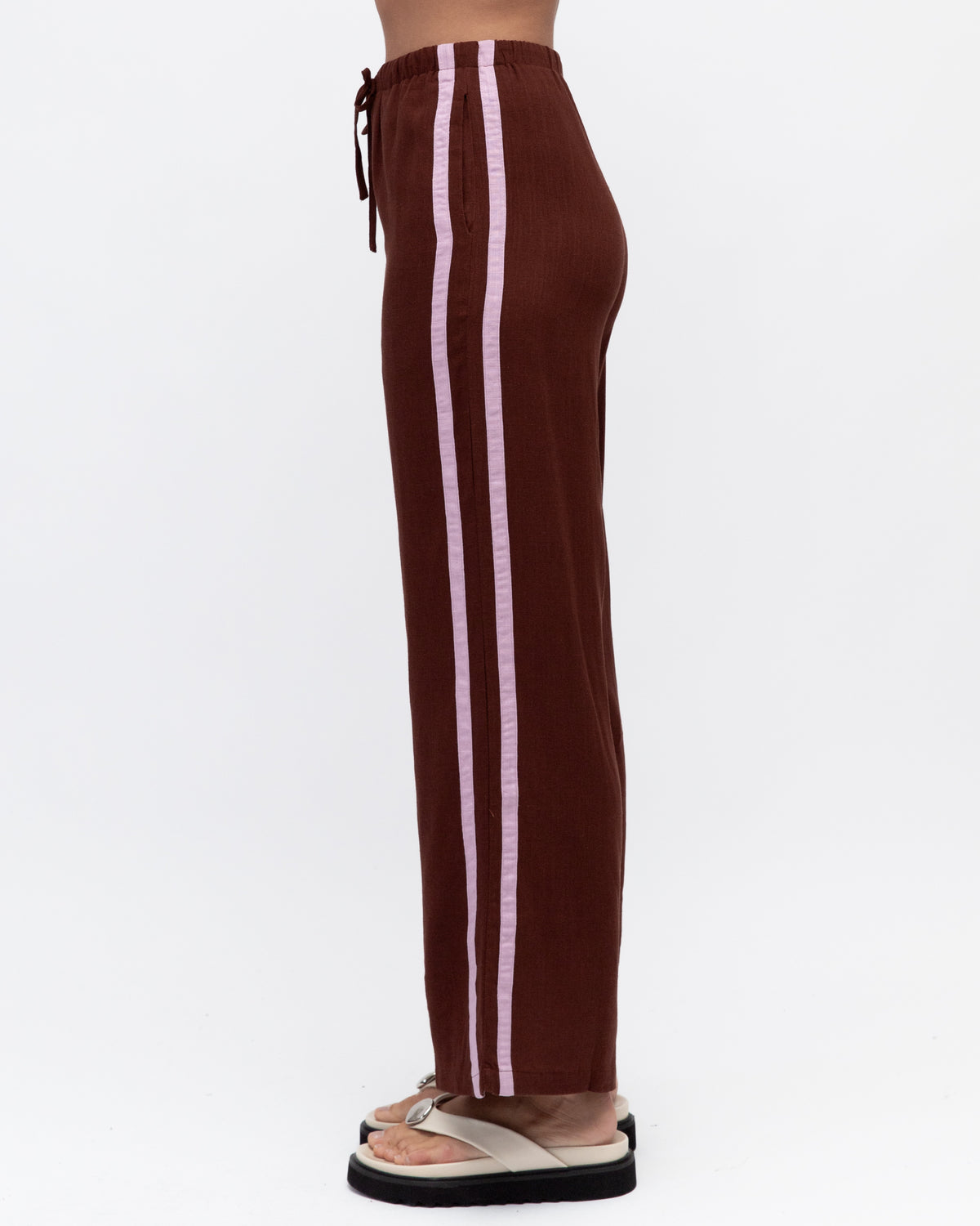 Amaya Pants Brown with pink stripe