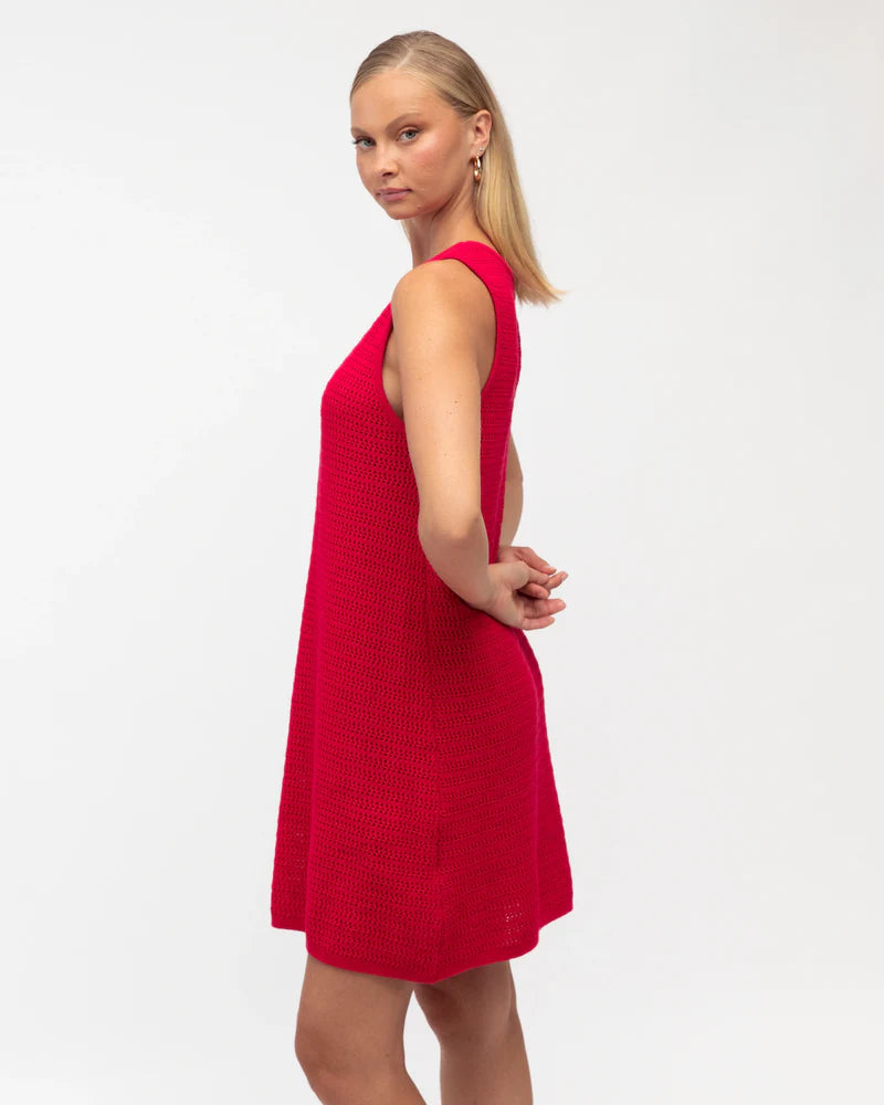 Canggu Short Knit Dress Red