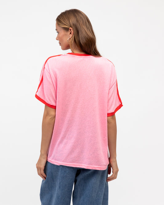 Effie Contrast Top Pink Red