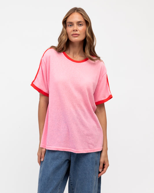 Effie Contrast Top Pink Red
