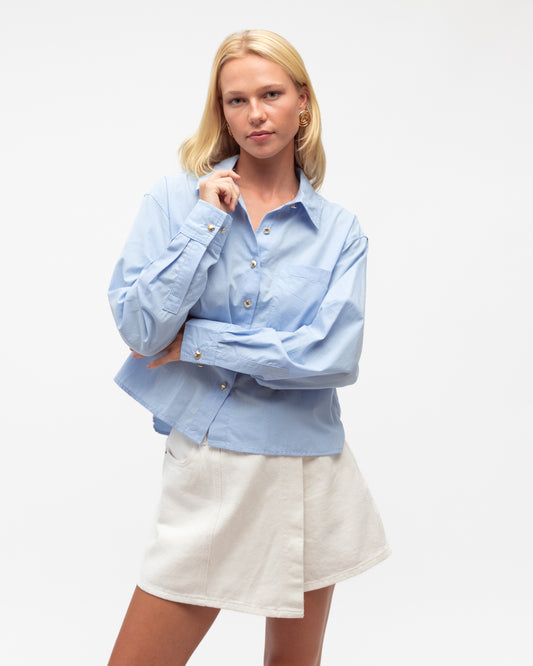 Boxy Silhouette Shirt Blue