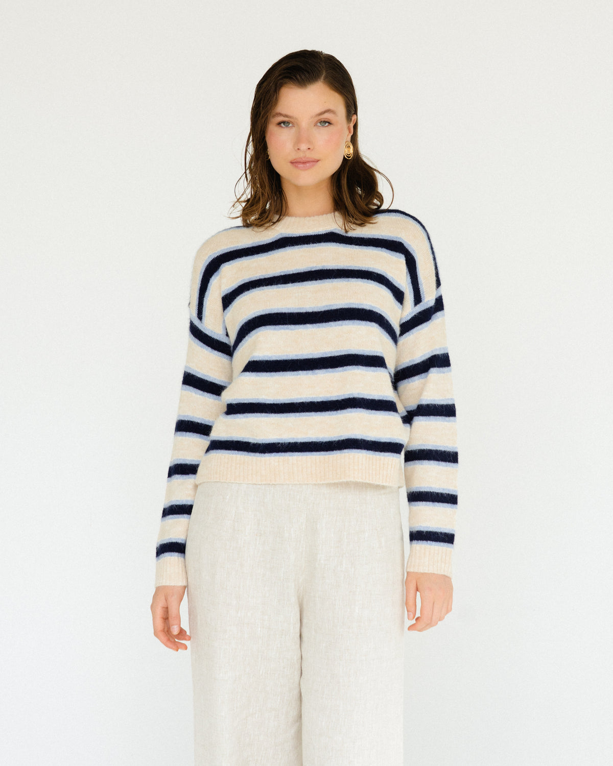 Stripe Knit Jumper Blue White