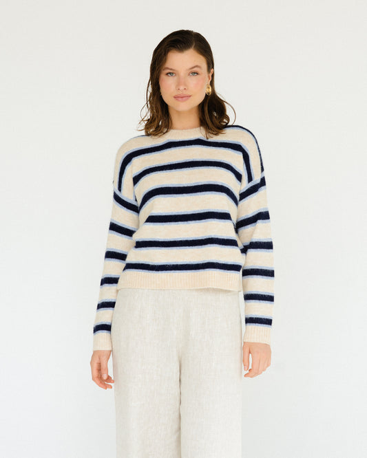 Stripe Knit Jumper Blue White
