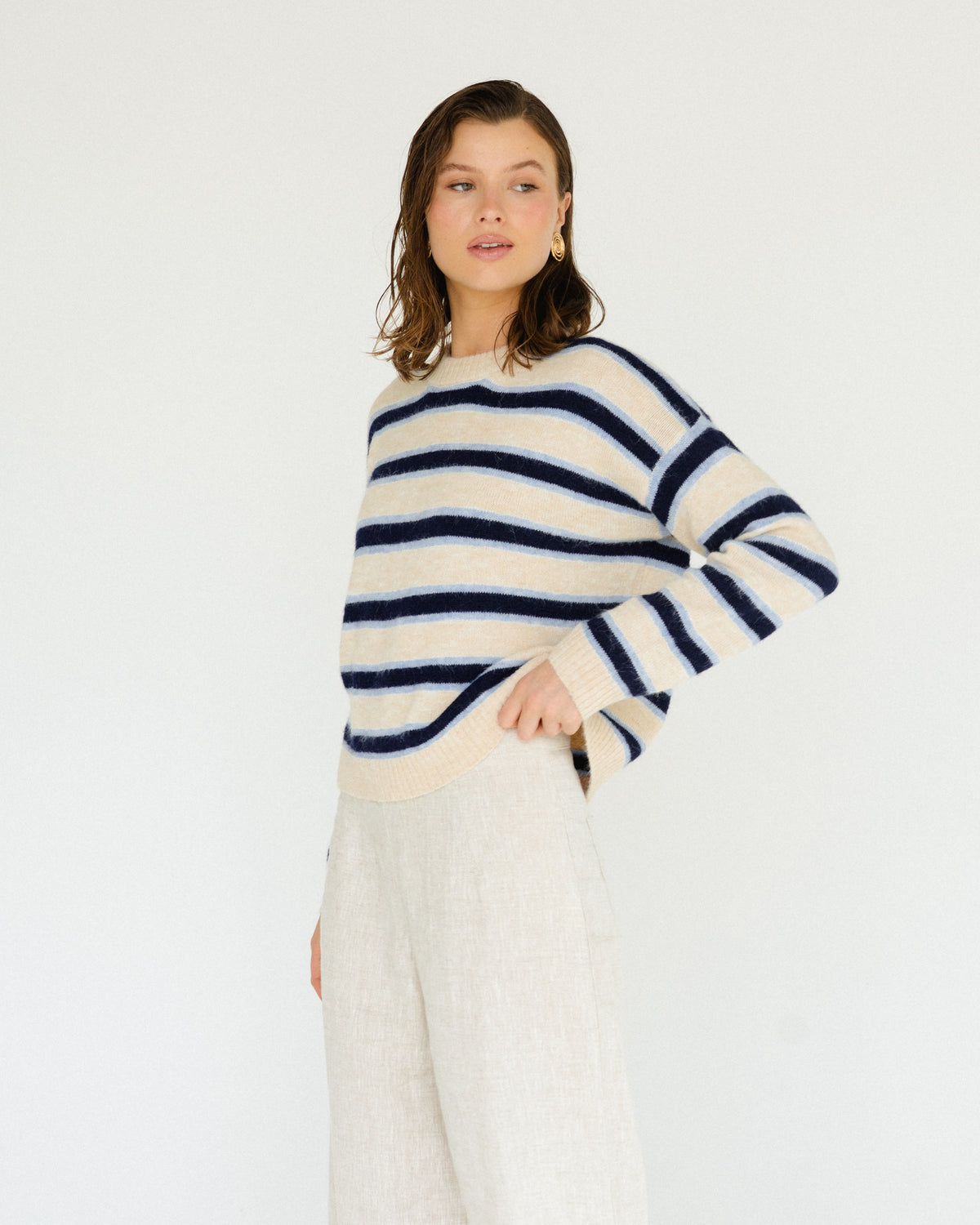 Stripe Knit Jumper Blue White