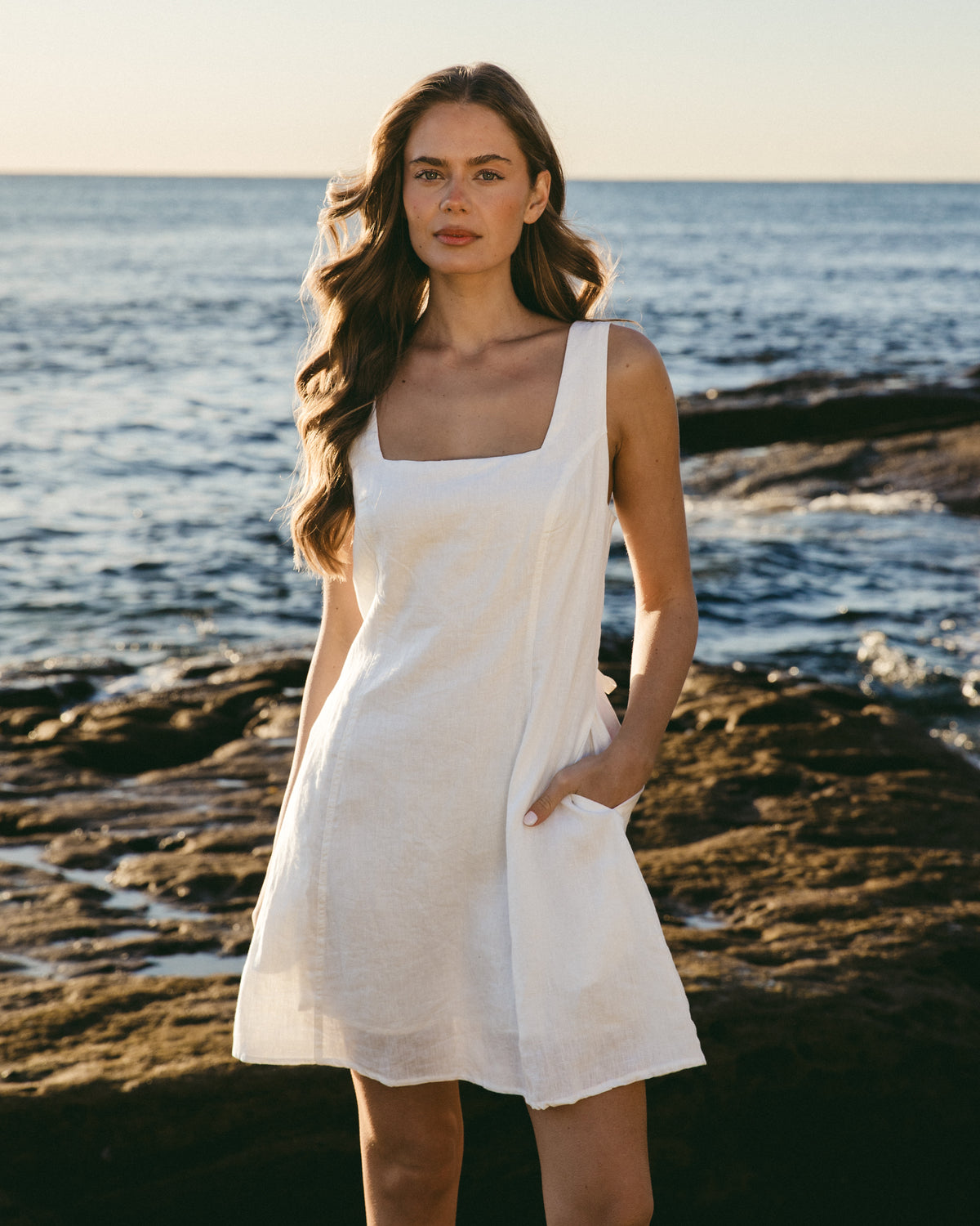 White Sorrento Linen Dress