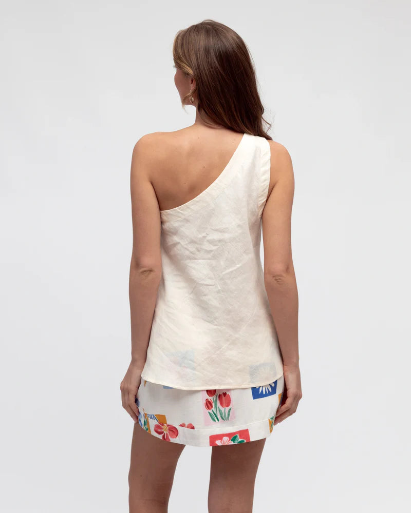 Belle White Linen Top