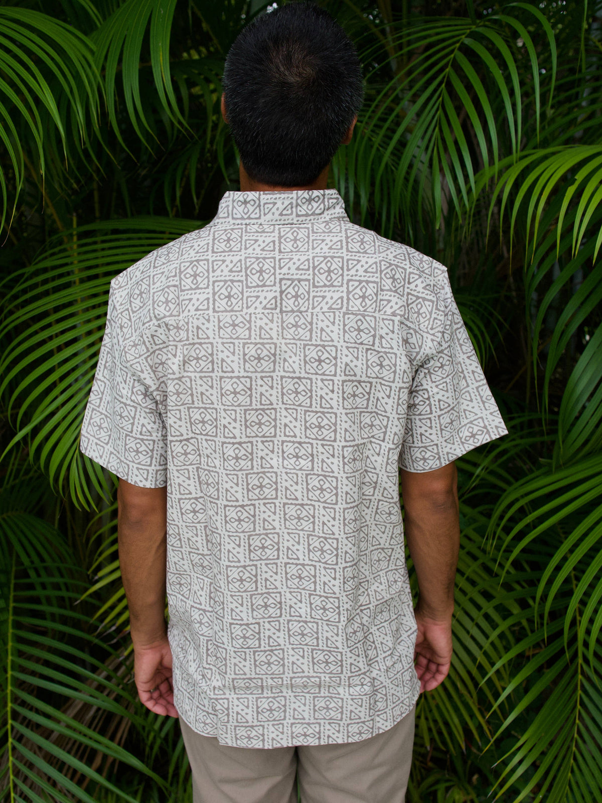Mens Short Sleeve Button Down - ORGANIC COTTON -  Sand Stone