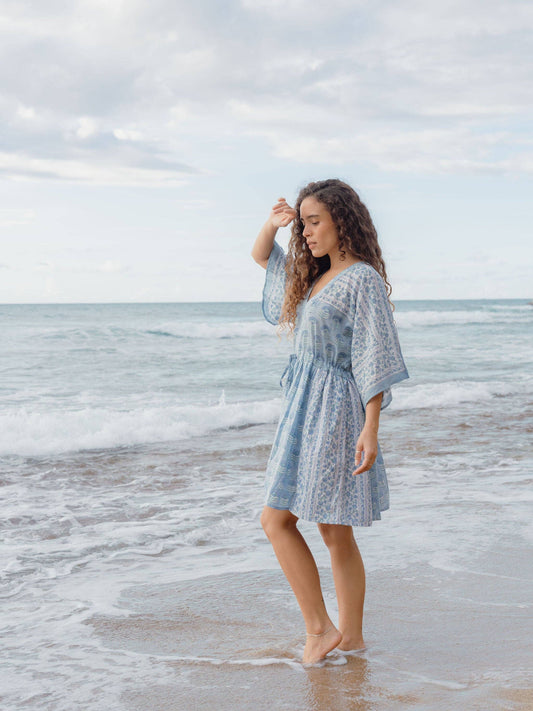Isla Kaftan | Organic Cotton Beach Cover Up | Sea Mist: One size