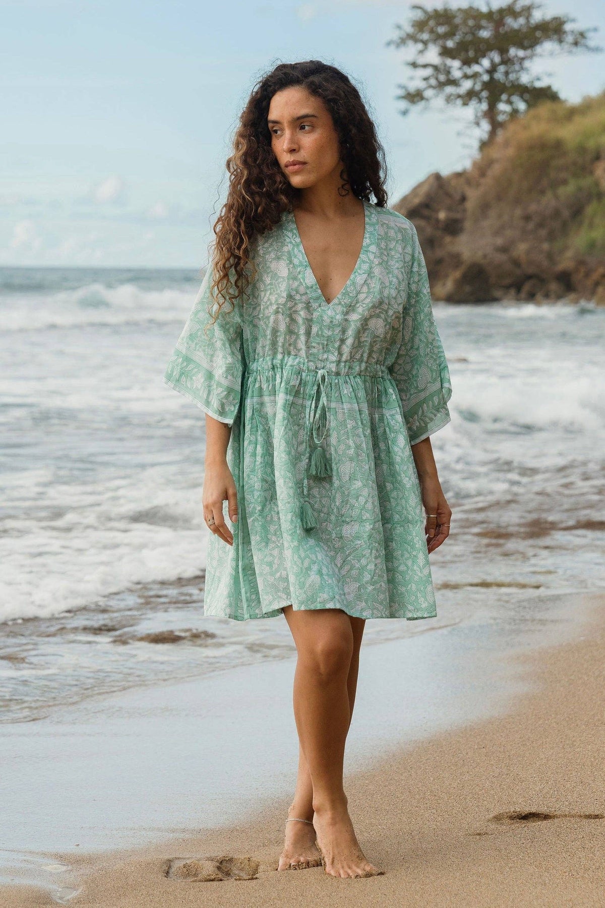 Isla Kaftan | Organic Cotton Beach Cover Up | Aloe: One size