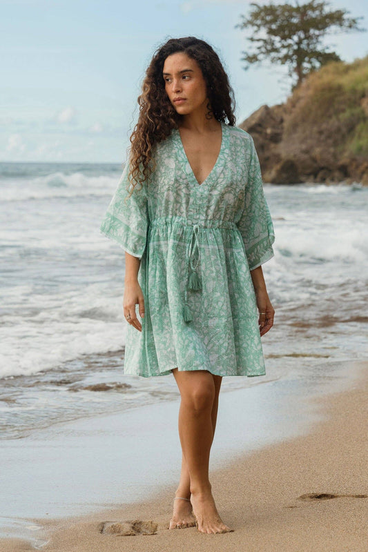 Isla Kaftan | Organic Cotton Beach Cover Up | Aloe: One size