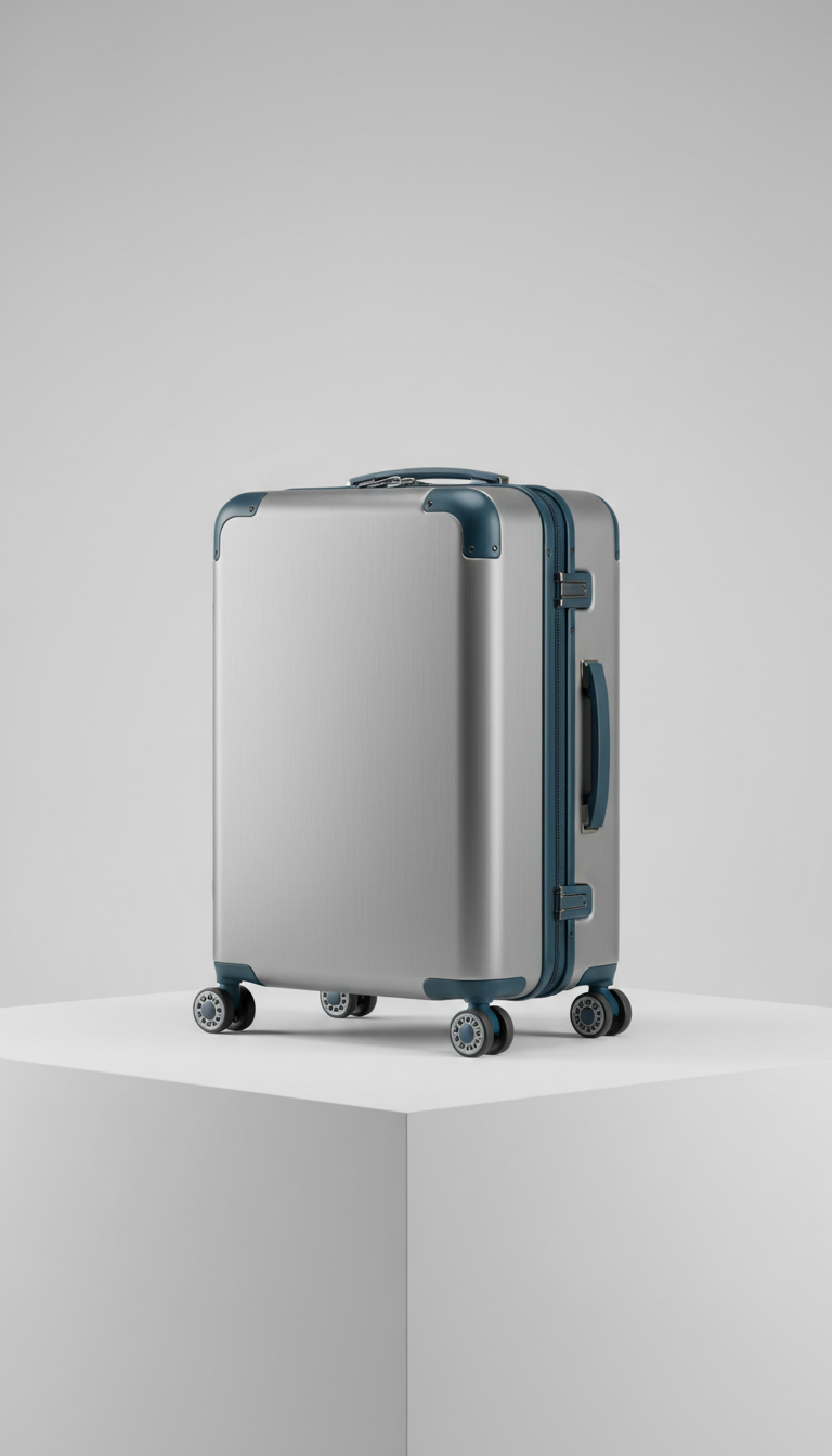 Transit Blue Aluminum-Accented Cabin Suitcase