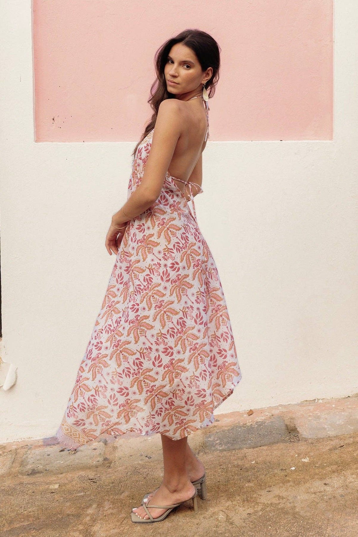 The Beach Dress | Hand Block Printed Cotton Halter Dress | Desert Palm
