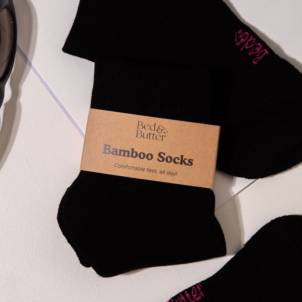 Seamless Bamboo Socks - Crew - Black